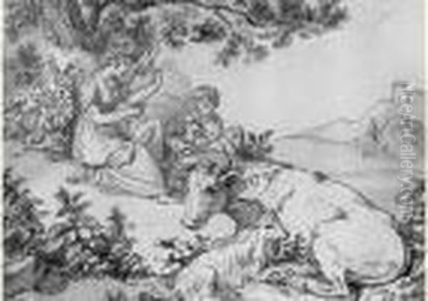 Pastorale Oil Painting by Conrad Martin Metz