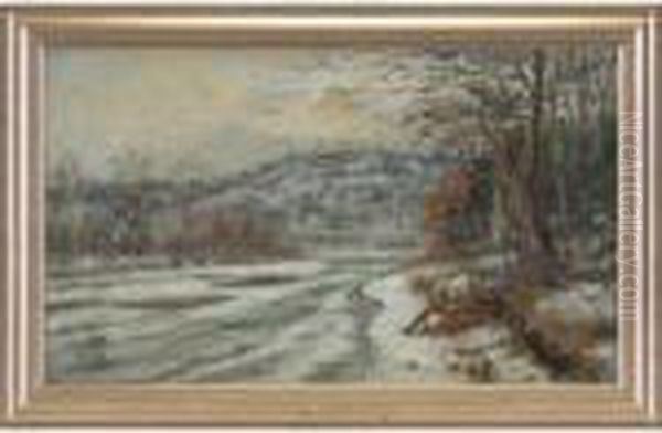 Winter Landscape Oil Painting by Charles Alfred Meurer