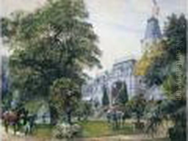 Cavalier Dans Un Parc Fleuri Oil Painting by Paul Friedrich Meyerheim