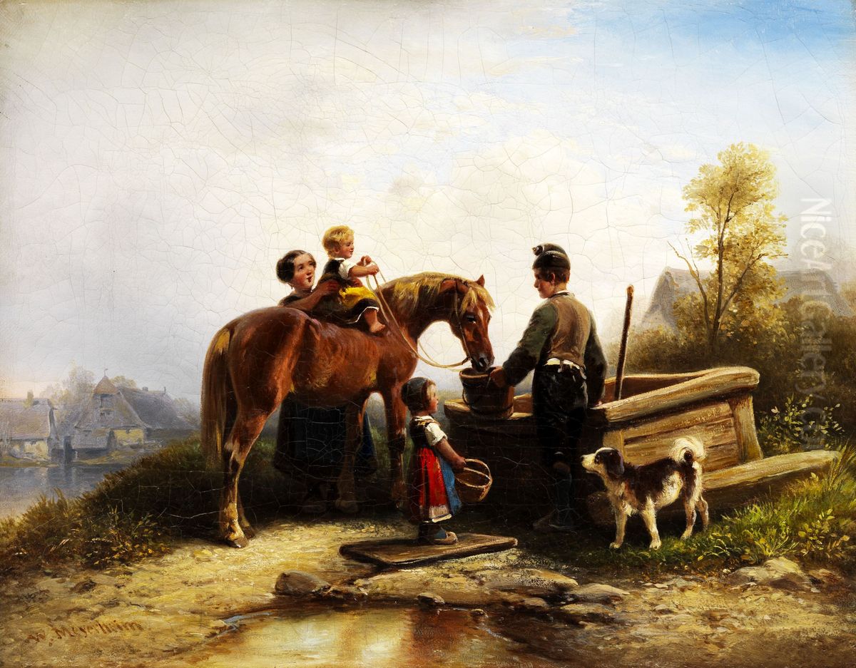 An Der Tranke Oil Painting by Wilhelm Alexander Meyerheim