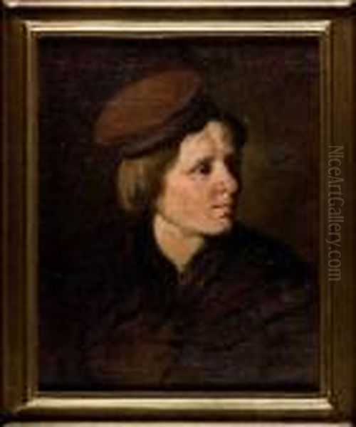 Portret Tekli Ostrowskiej (tekla
 Z Hr. Ostrowskichszambelanowa Tadeuszowa Morawska; Portret Chlopca W 
Czapce), Ok.1850 R. Oil Painting by Piotr Michalowski