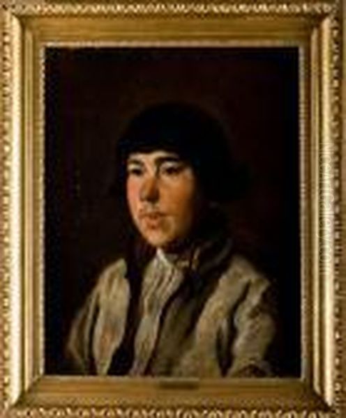 Portret Wiejskiego Chlopca 
(glowa Chlopa, Glowa Wiejskiegochlopca, Popiersie Wiesniaka, Portret 
Chlopa, Portret Mlodegowiesniaka, Studium Portretowe Chlopa) Oil Painting by Piotr Michalowski