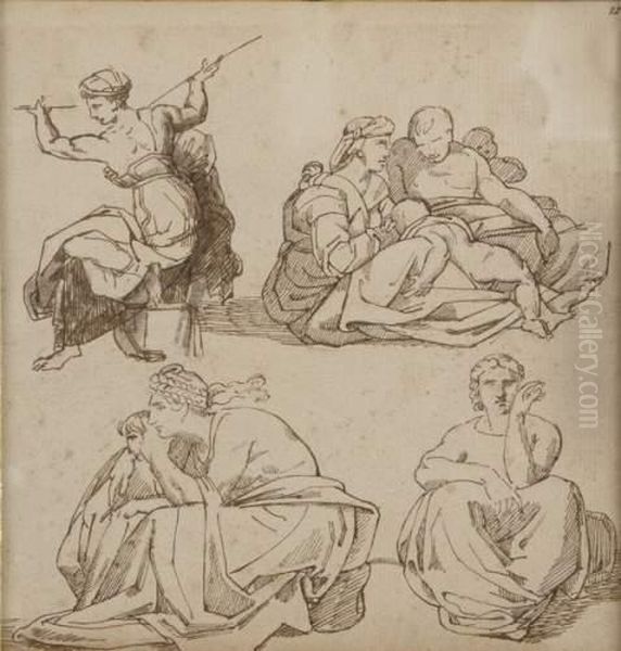 Etude De Figures Oil Painting by Michelangelo Buonarroti