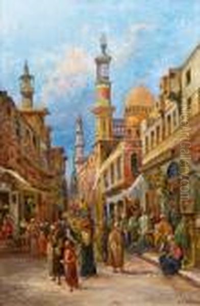 In Den Strasen Von Kairo Ii Oil Painting by Alphons Leopold Mielich
