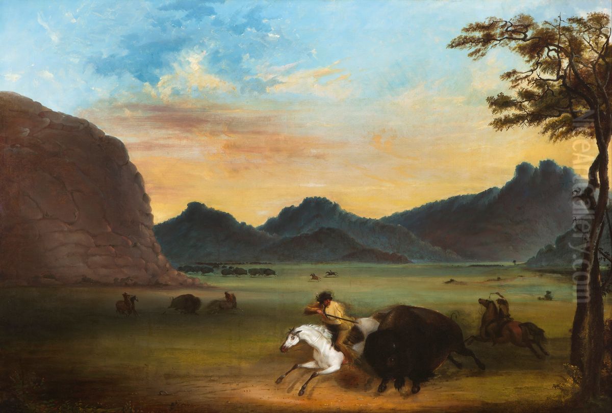 Buffalo Hunt Oil Painting by Alfred Jacob Miller