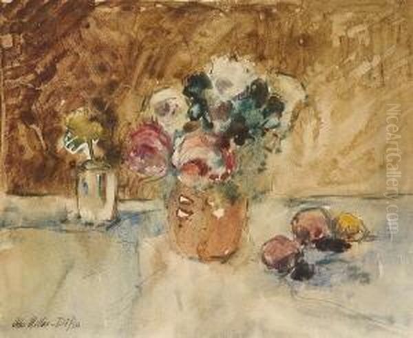 Stillleben Mit Rosen Und
 Apfeln. Oil Painting by Otto Miller-Diflo