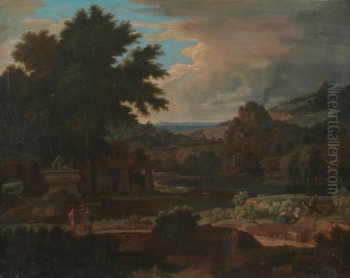 Arkadische Landschaft Oil Painting by Francisque Millet