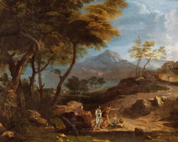 Paysage Aux Promeneurs Oil Painting by Francisque Millet