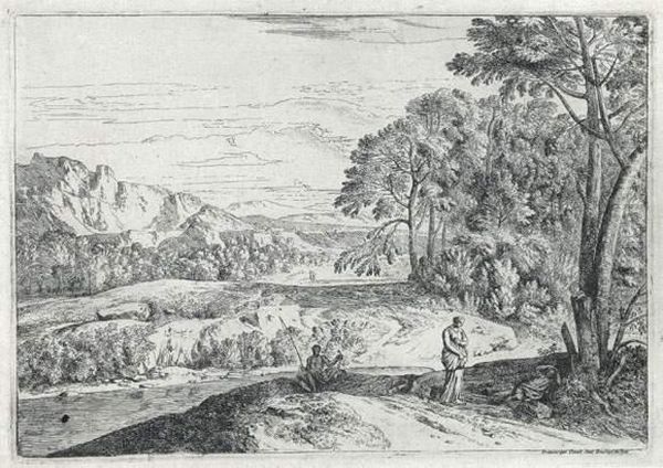 Le Pecheur A La Ligne. Oil Painting by Francisque Millet