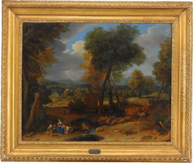 Vilan Under Flykten Till Egypten Oil Painting by Francisque Millet