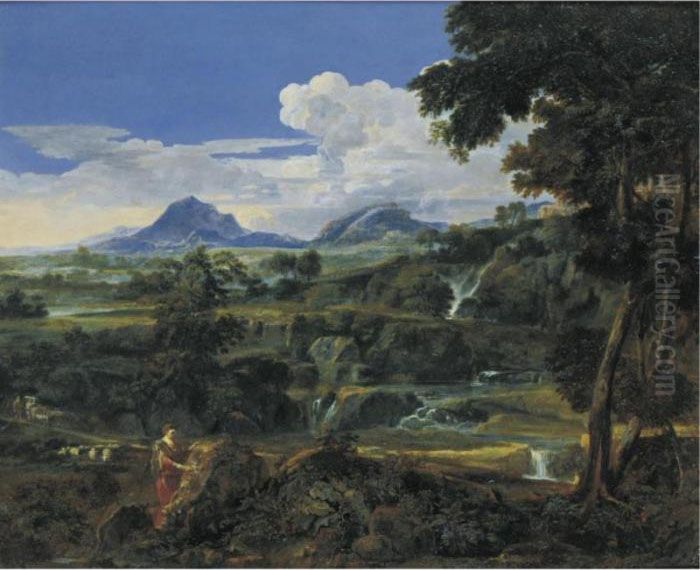 Landscape With Shepherds Oil Painting by Francisque Millet