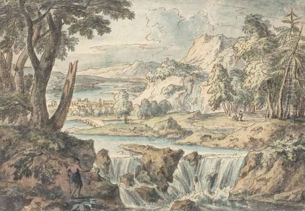 Paysage A La Cascade Oil Painting by Francisque Millet