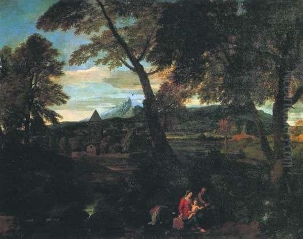 Paesaggio Con Riposo Durante La Fuga In Egitto Oil Painting by Francisque Millet