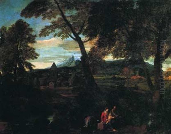 Paesaggio Con Riposo Durante La Fuga In Egitto In Un Paesaggio Oil Painting by Francisque Millet