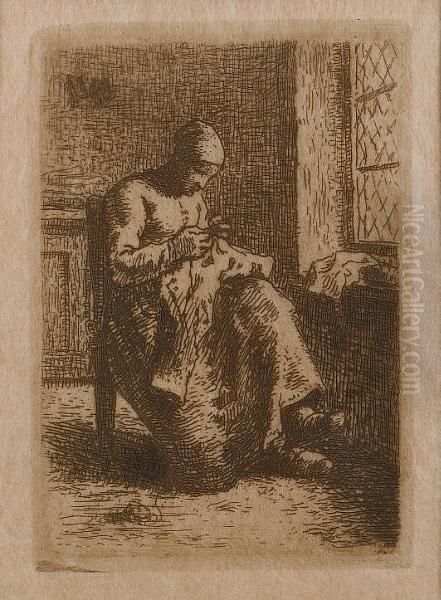 Conseuse (melot 9) Oil Painting by Francisque Millet