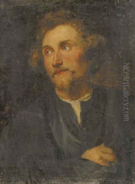 Portrait of the sculptor Georg Petel (d. 1636), bust-length, in a black waistcoat and cloak Oil Painting by Sir Anthony Van Dyck