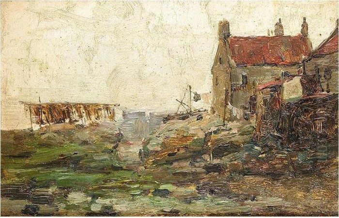 Drying The Nets Oil Painting by Joseph Milner