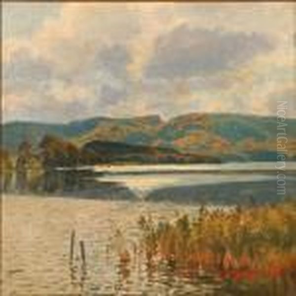 Summer Day At A Lake Oil Painting by Carl Milton Jensen