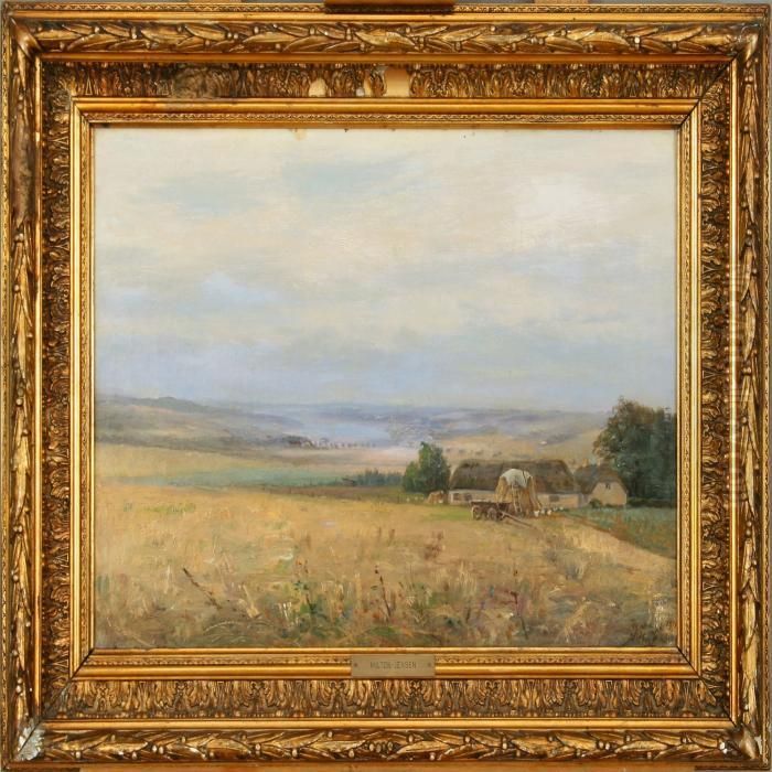 Carl Milton Jensen: Landscape From Mols Bjerge. Signed Milton Jensen And Indistinct Date Oil Painting by Carl Milton Jensen