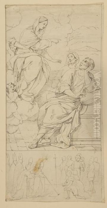 Zwei Darstellungen Zu Heiligen. Oil Painting by Tommaso Minardi