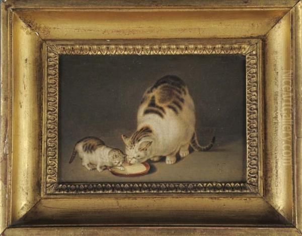 Chatte Et Chaton Oil Painting by Gottfried Mind or Mindt