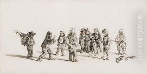 Jeu De Billes Oil Painting by Gottfried Mind or Mindt