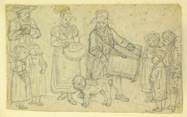 Studie Zum Leierkastenmann Oil Painting by Gottfried Mind or Mindt