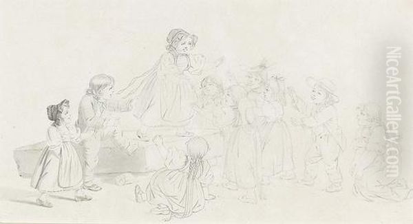 Kinderspiel. Oil Painting by Gottfried Mind or Mindt