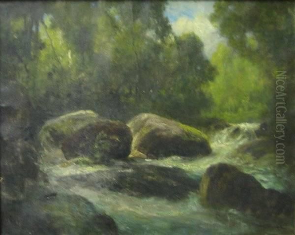 Rocky Stream Oil Painting by Robert Crannell Minor Sr.