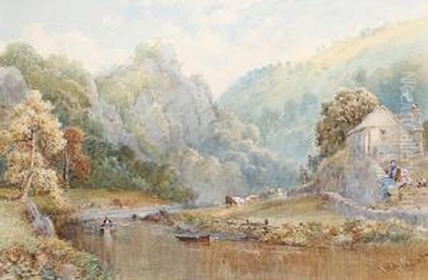 The Derwent At Matlock, Derbyshire Oil Painting by Philip Mitchell
