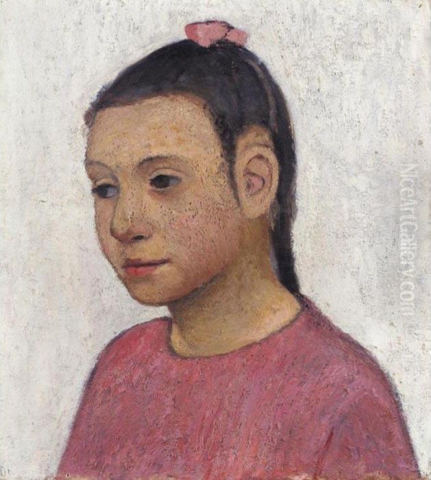 Brustbild Eines Italienischen 
Madchens In Rotem Kleid (portrait Of An Italian Girl In A Red Dress) Oil Painting by Paula Modersohn-Becker
