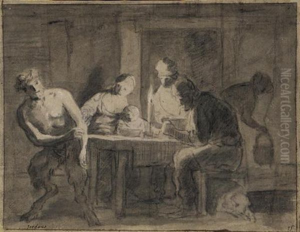 Le Satyre Et Le Paysan Oil Painting by Claes Cornelisz Moeyaert