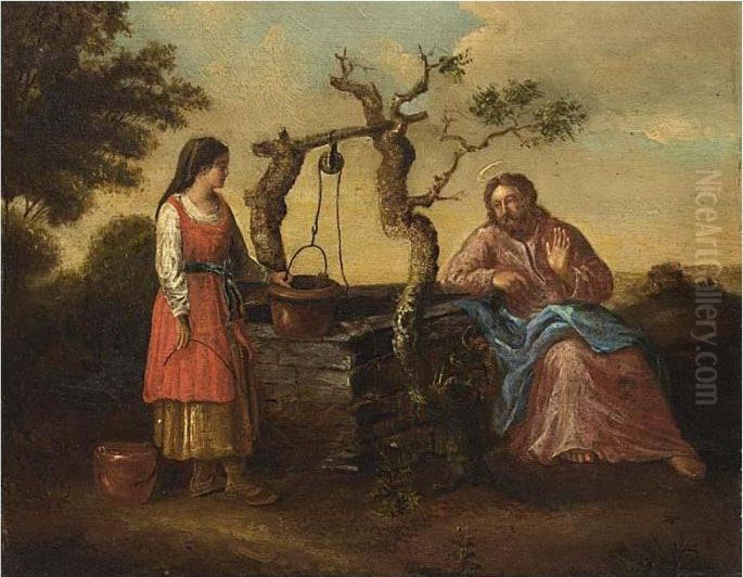 Christ With The Samaritan Woman At The Well Oil Painting by Claes Cornelisz Moeyaert