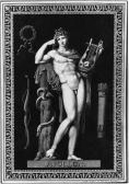 Apollo Leaning On A Tree Trunk
Signed, Inscribed And Dated 'moitte Sculpteur L'an Deux De Larepublique.'[1794-5] And 'apollon' Oil Painting by Jean Guillaume Moitte