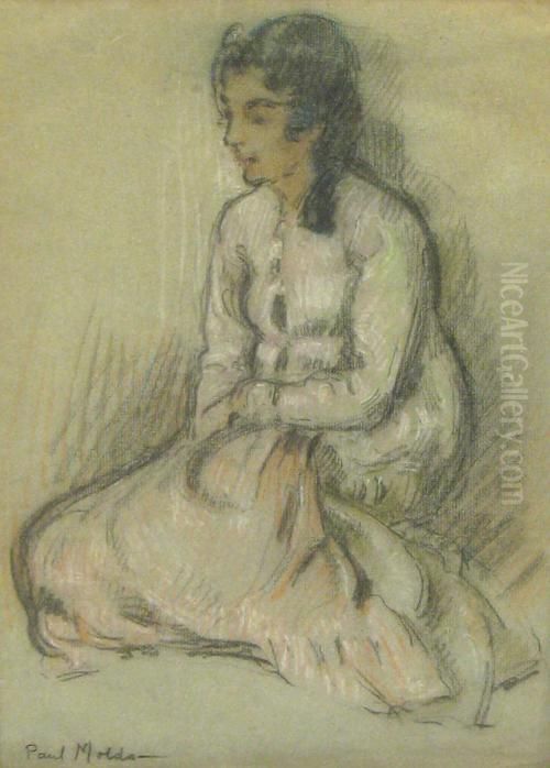 Girl Sitting Oil Painting by Paul Molda