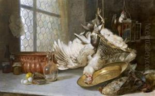 Still Life Withpoultry Oil Painting by Carl Moll