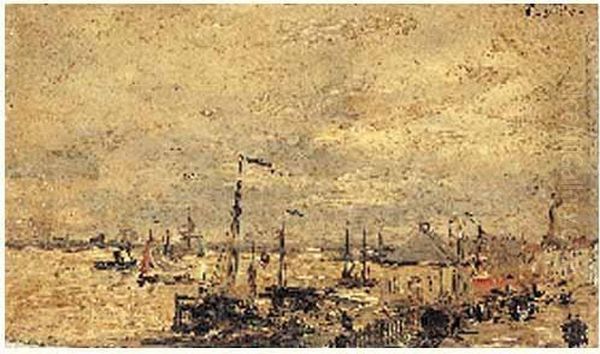 Le Temps Gris Sur Le Port Oil Painting by Robert Charles Gustave Laurens Mols