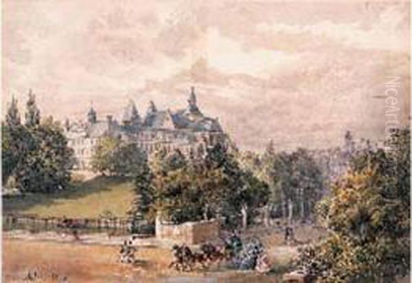 Rue De Ville Animee Oil Painting by Robert Charles Gustave Laurens Mols