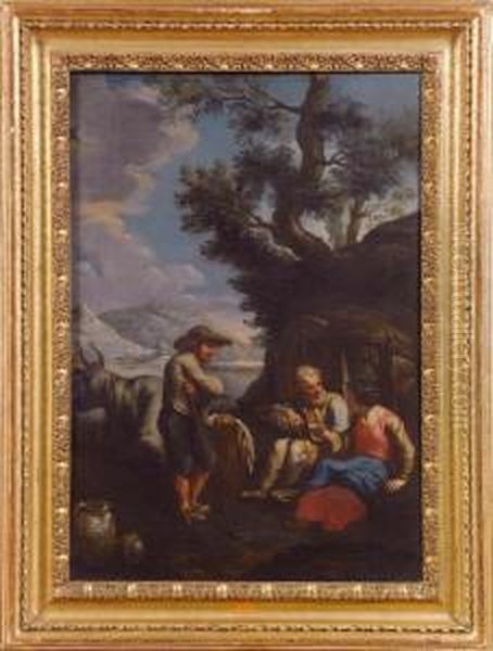 Il Pranzo Dei Pastori Oil Painting by Paolo Monaldi