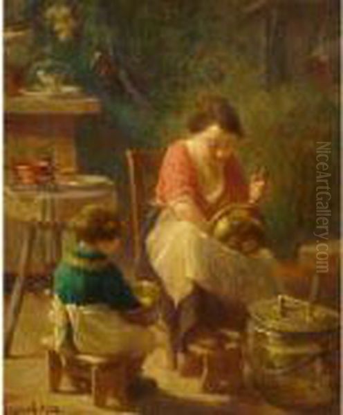 La Lecon De Cuisine Oil Painting by Maurice Louis Monnot