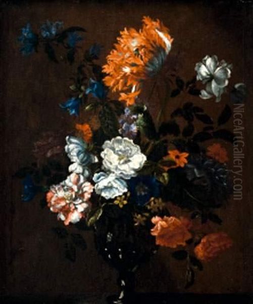 Bouquet De Fleurs Dans Un Vase Oil Painting by Antoine (Baptiste M.) Monnoyer