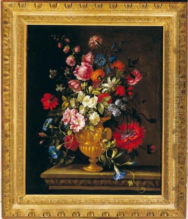 Natura Morta Con Vaso Di Fiori Oil Painting by Antoine (Baptiste M.) Monnoyer