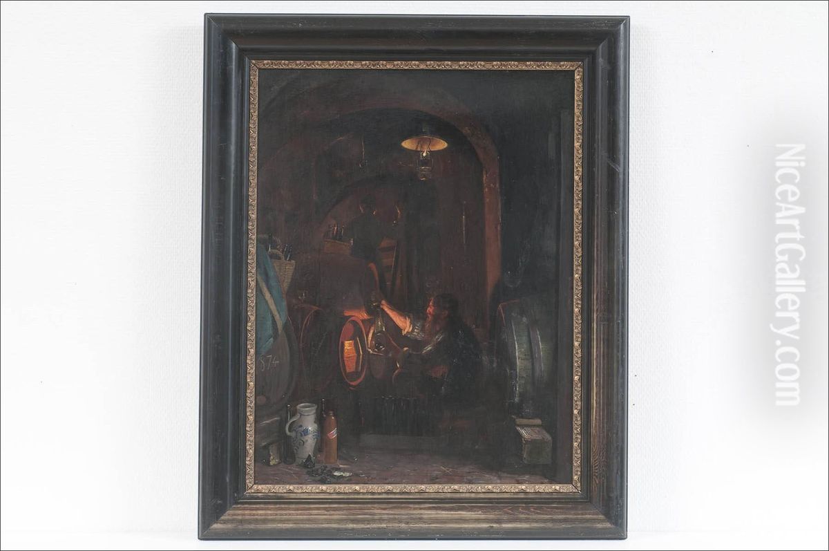 Viinikellarissa - I Vinkallaren Oil Painting by Anders Montan