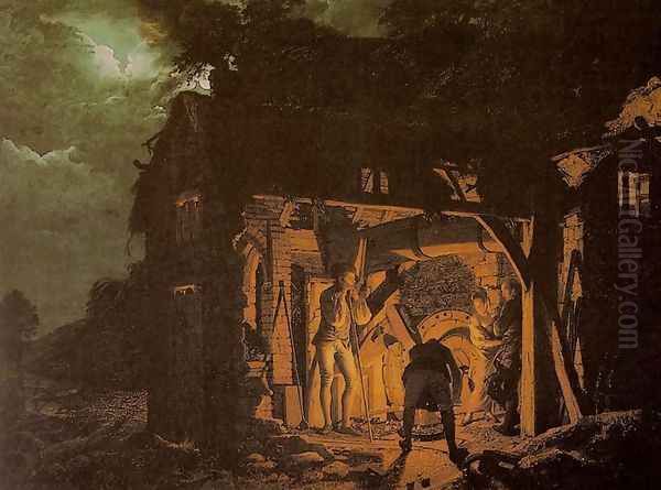 Iron Forge Viewed from Without Oil Painting by Josepf Wright Of Derby