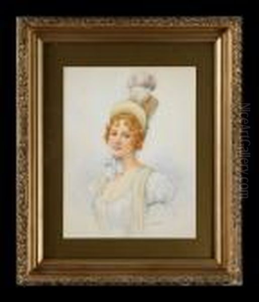 Portrait Of A Young Woman Oil Painting by Edward Percy Moran