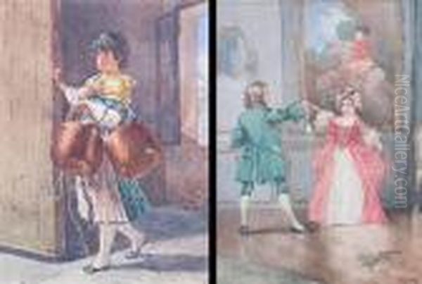 Minuet; A Young Boy With Copper Vessels (2) Oil Painting by Edward Percy Moran