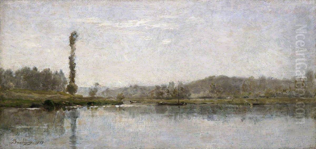 Morning on the Oise, Auvers Oil Painting by Charles-Francois Daubigny