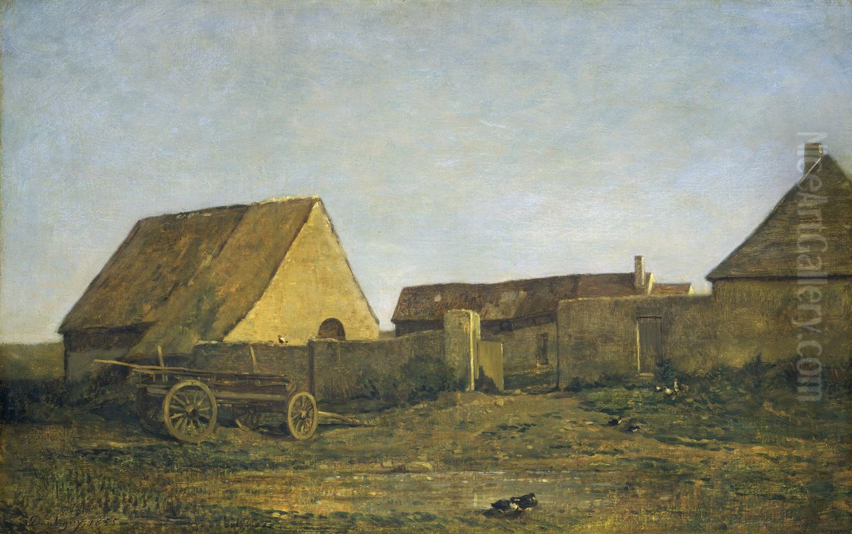 The Farm Oil Painting by Charles-Francois Daubigny