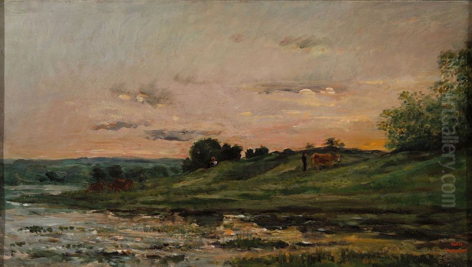 On the Oise Oil Painting by Charles-Francois Daubigny