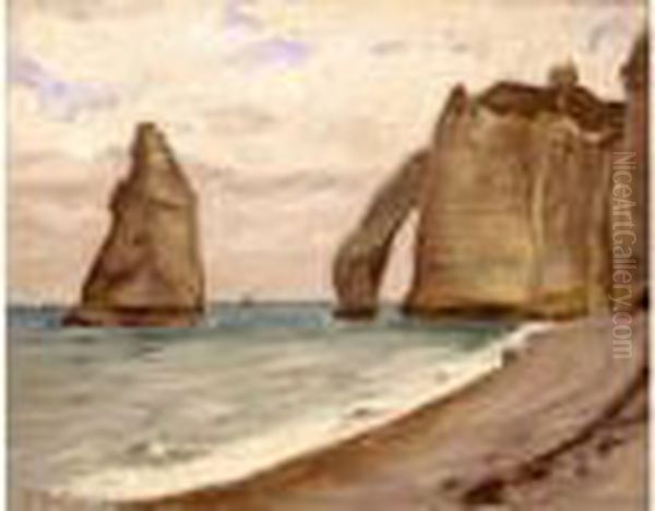 Falaises A Etretat Oil Painting by Etienne Moreau-Nelaton